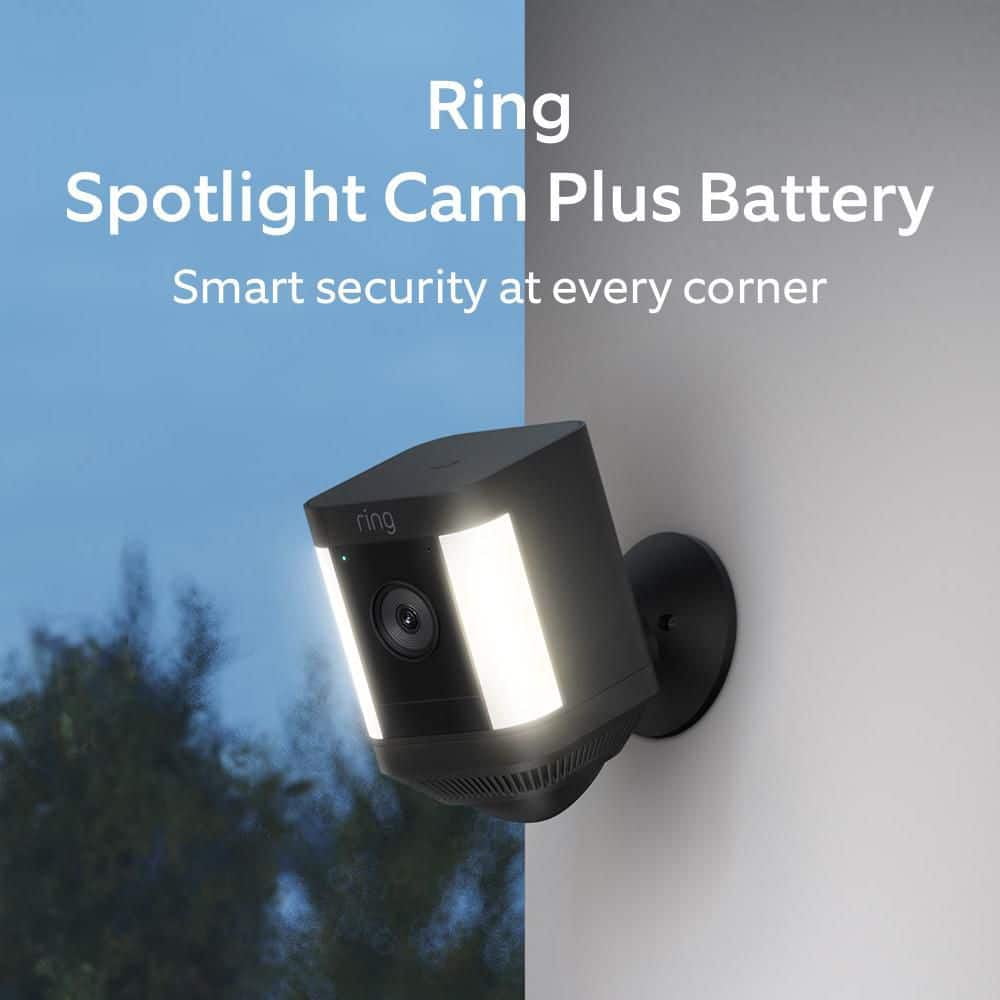 Spotlight Cam Plus, Battery – Smart Security Video Camera with LED Lights, 2-Way Talk, and Color Night Vision (Black)