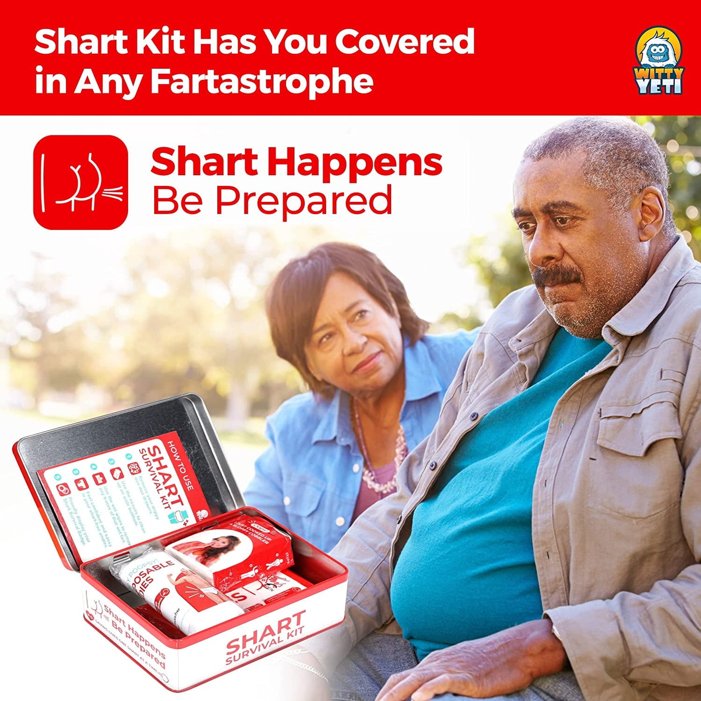 Funny Shart Survival Kit – Ultimate Poop Prank Gag Gift Set with Wet Wipes, Disposable Underwear, Tissues & Hilarious Badge