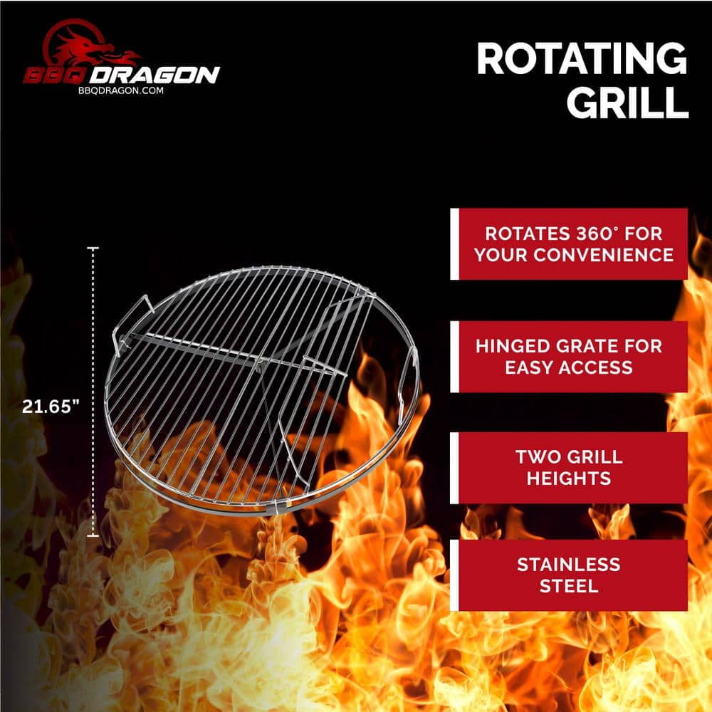 Spin Grate Rotating Grate for 22" Kettle Grills – Heavy-Duty Nickel-Plated Steel BBQ Grill Grate Replacement