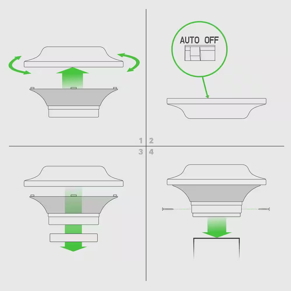 LED Solar Post Cap 2.5 in Outdoor Black Cast Aluminum Quick Easy DIY (2-Pack)