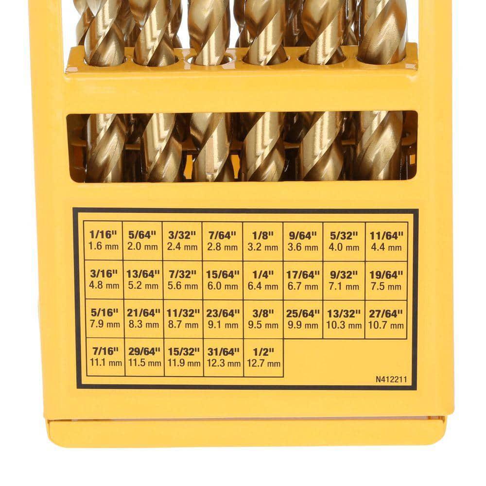 DEWALT Titanium Nitride Coated Pilot Point Drill Bit Set – Brad Point Drill Bits for Wood, Metal & PVC