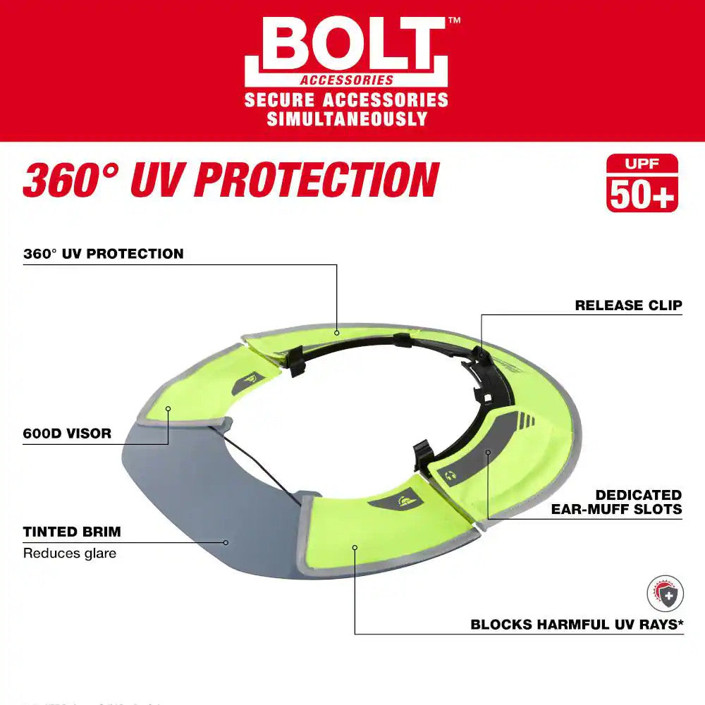 BOLT Outdoor Sun Visor – Yellow High Visibility Tinted Brim with 360° UV Protection
