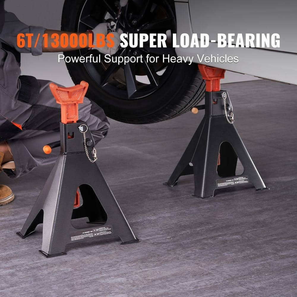 6 Ton (13,000 lbs.) Car Jack Stands – Adjustable 14.2-23 in. Height, Double Locking for SUV, Pickup, UTV/ATV