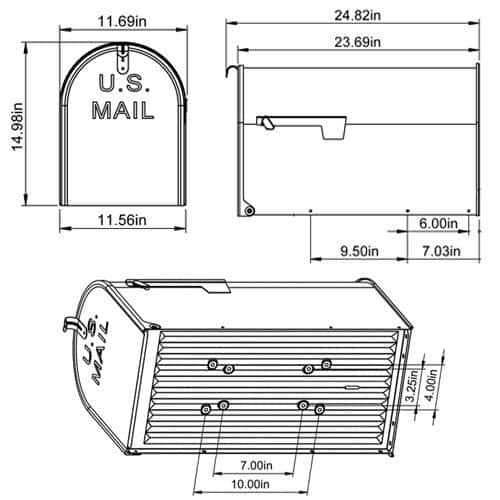 Stanley Extra Large Black Steel Post Mount Mailbox – Rust Resistant & Durable