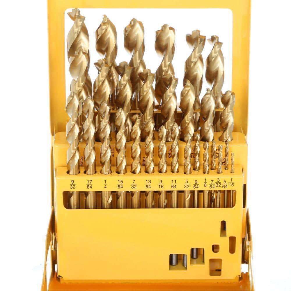 DEWALT Titanium Nitride Coated Pilot Point Drill Bit Set – Brad Point Drill Bits for Wood, Metal & PVC