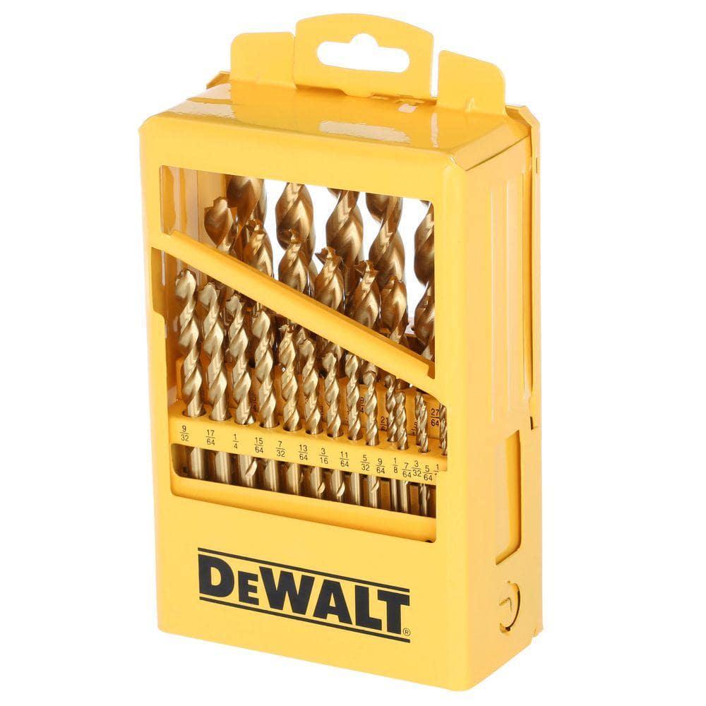 DEWALT Titanium Nitride Coated Pilot Point Drill Bit Set – Brad Point Drill Bits for Wood, Metal & PVC