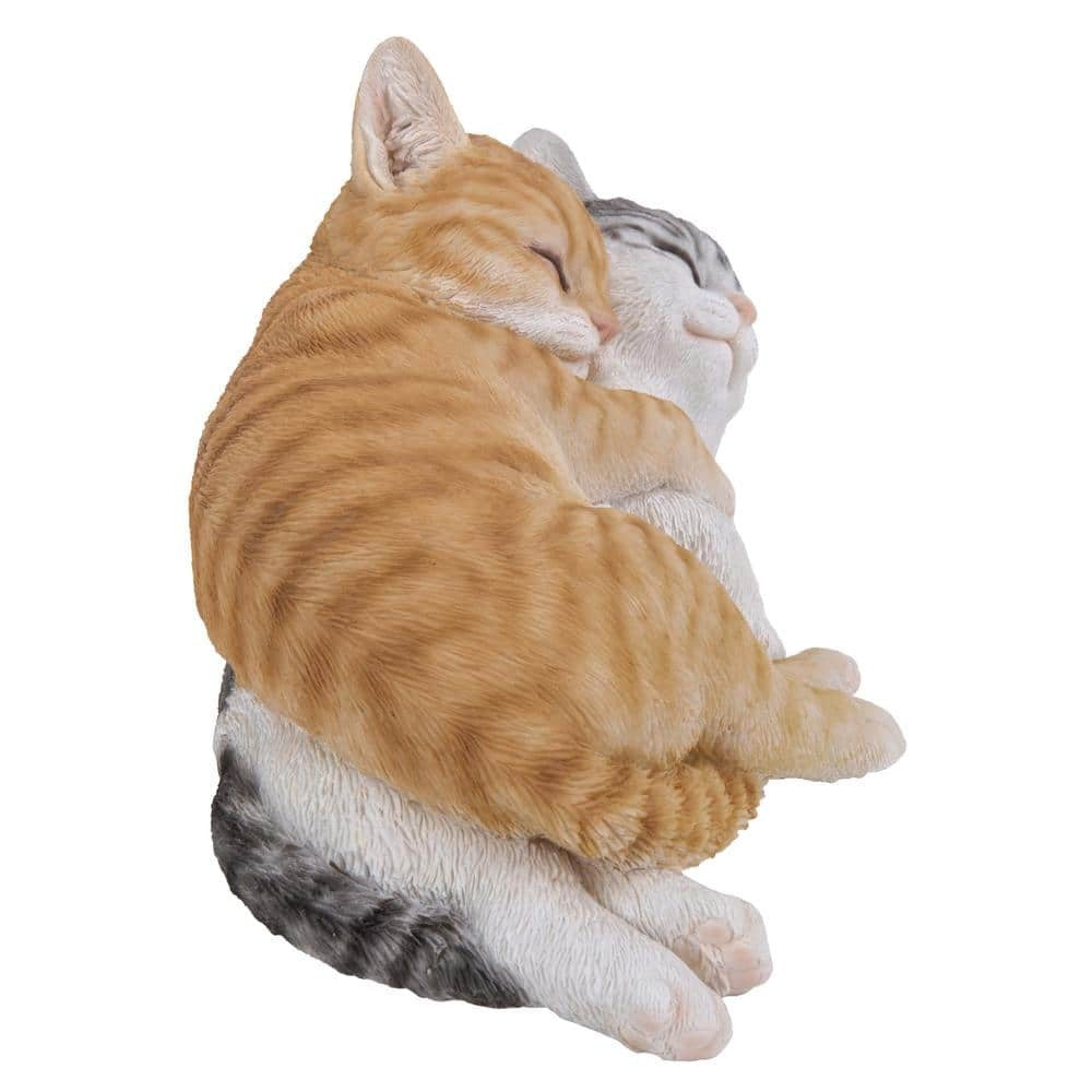 Sleeping Tabby Cats Statue | Polyresin Indoor/Outdoor Figurine | Model 87757-K