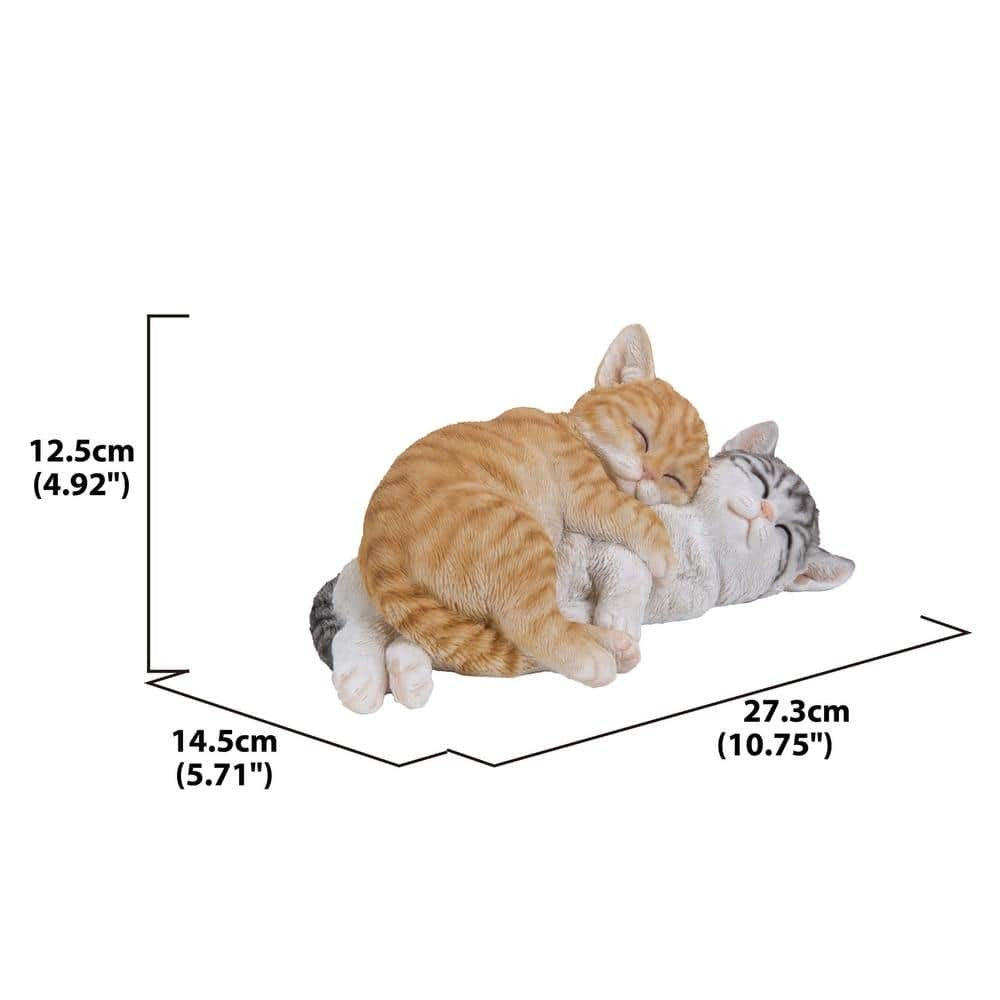 Sleeping Tabby Cats Statue | Polyresin Indoor/Outdoor Figurine | Model 87757-K