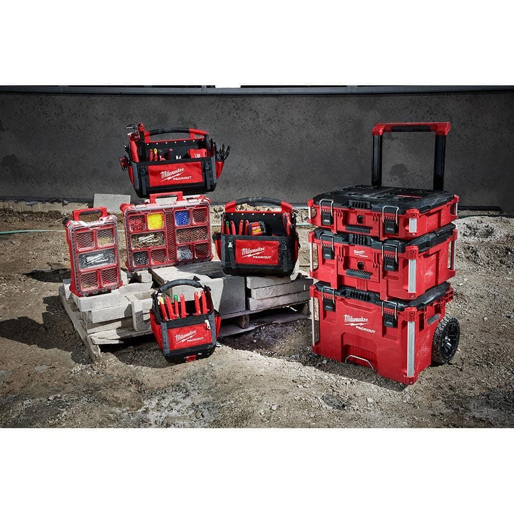 Milwaukee PACKOUT 20" Modular Tool Bag Tote – 32 Pockets, Molded Handle & Impact-Resistant Base