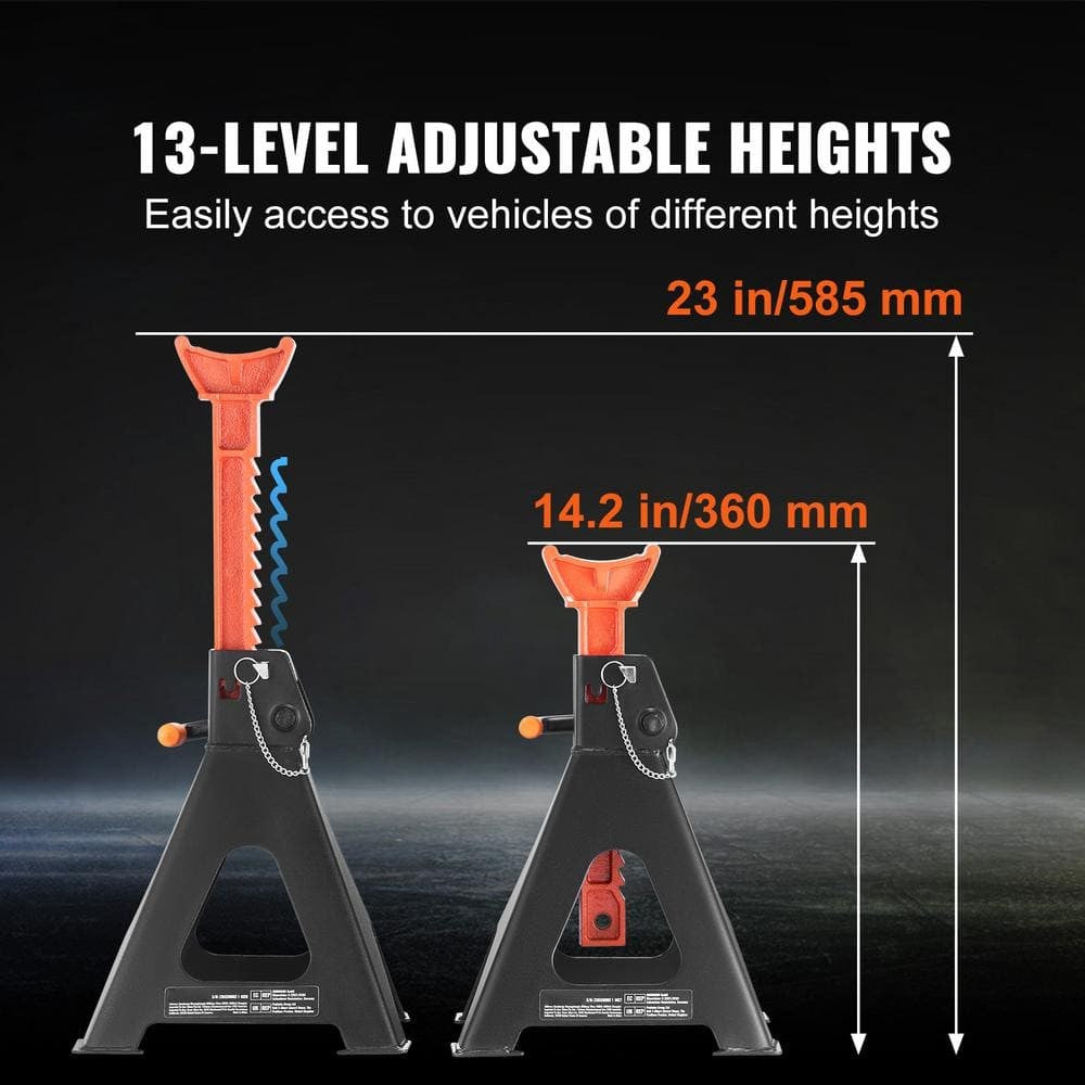 6 Ton (13,000 lbs.) Car Jack Stands – Adjustable 14.2-23 in. Height, Double Locking for SUV, Pickup, UTV/ATV