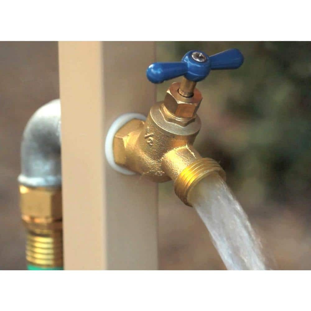 150 Ft. Beige Steel Hose Stand with Spigot | Garden Hose Reel Model 693-2