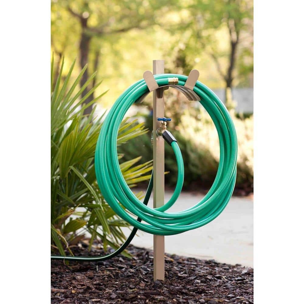 150 Ft. Beige Steel Hose Stand with Spigot | Garden Hose Reel Model 693-2
