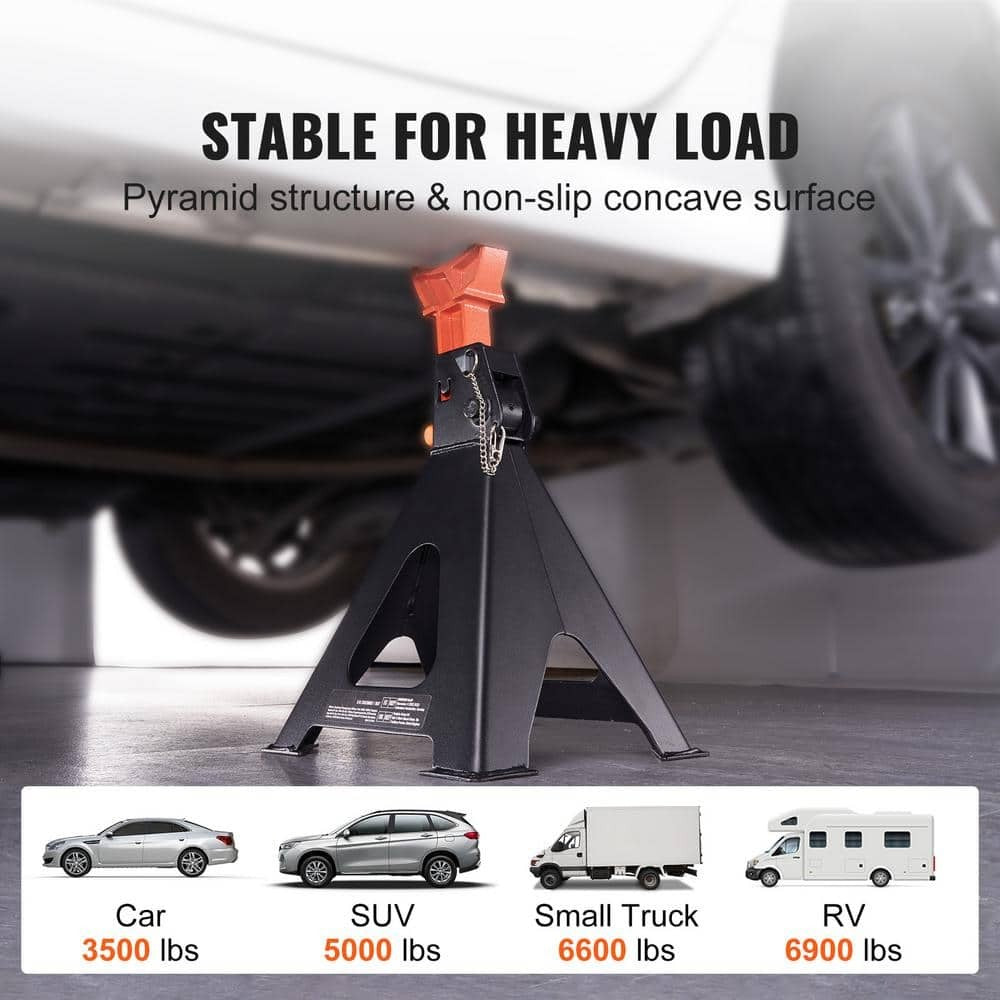 6 Ton (13,000 lbs.) Car Jack Stands – Adjustable 14.2-23 in. Height, Double Locking for SUV, Pickup, UTV/ATV