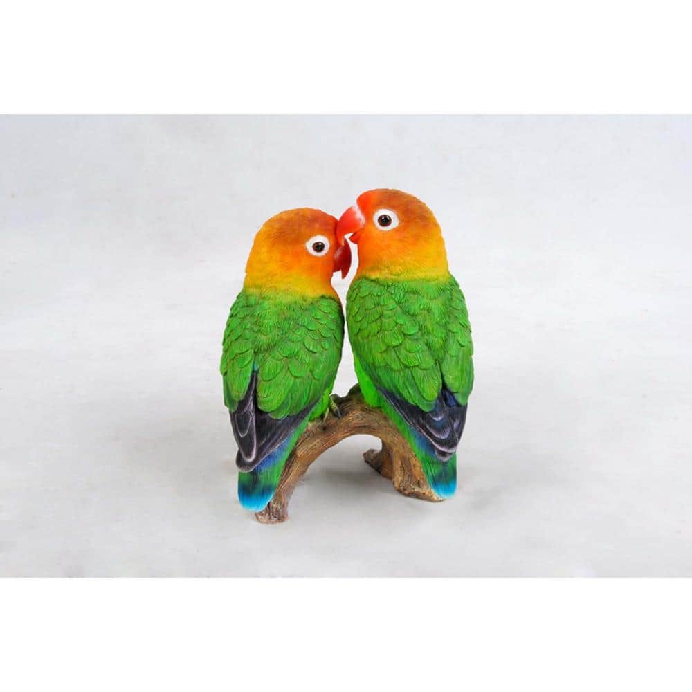 Lovebird Parrots on Branch Resin Statue – Indoor & Outdoor Garden Decor Figurine