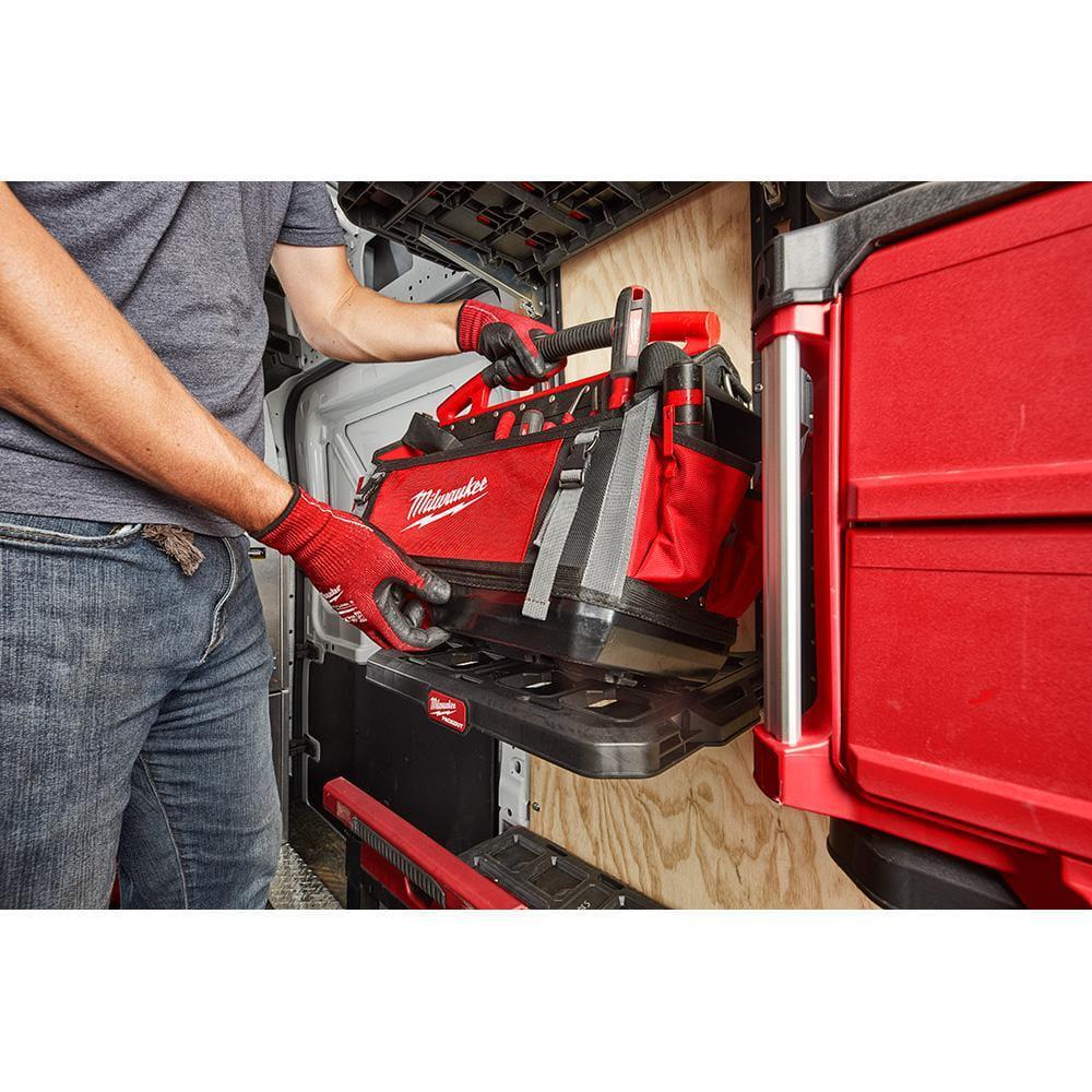 Milwaukee PACKOUT 20" Modular Tool Bag Tote – 32 Pockets, Molded Handle & Impact-Resistant Base