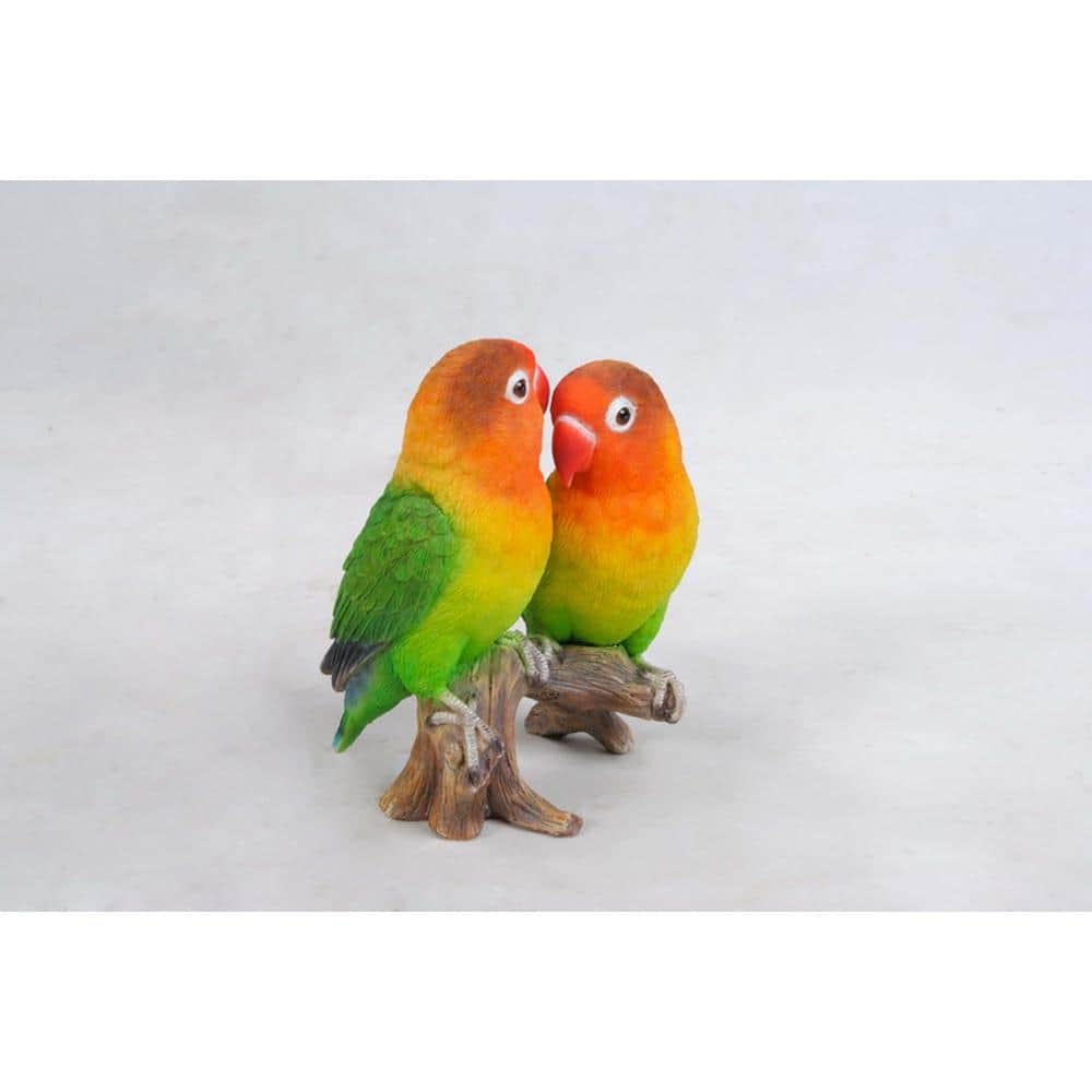 Lovebird Parrots on Branch Resin Statue – Indoor & Outdoor Garden Decor Figurine