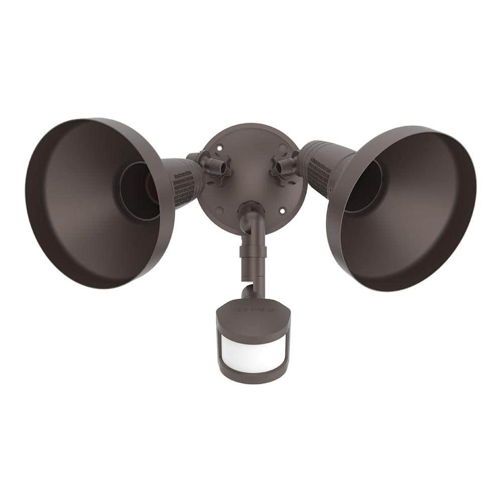 180° Bronze Motion Sensor Outdoor Security Flood Light with Dual Lamps