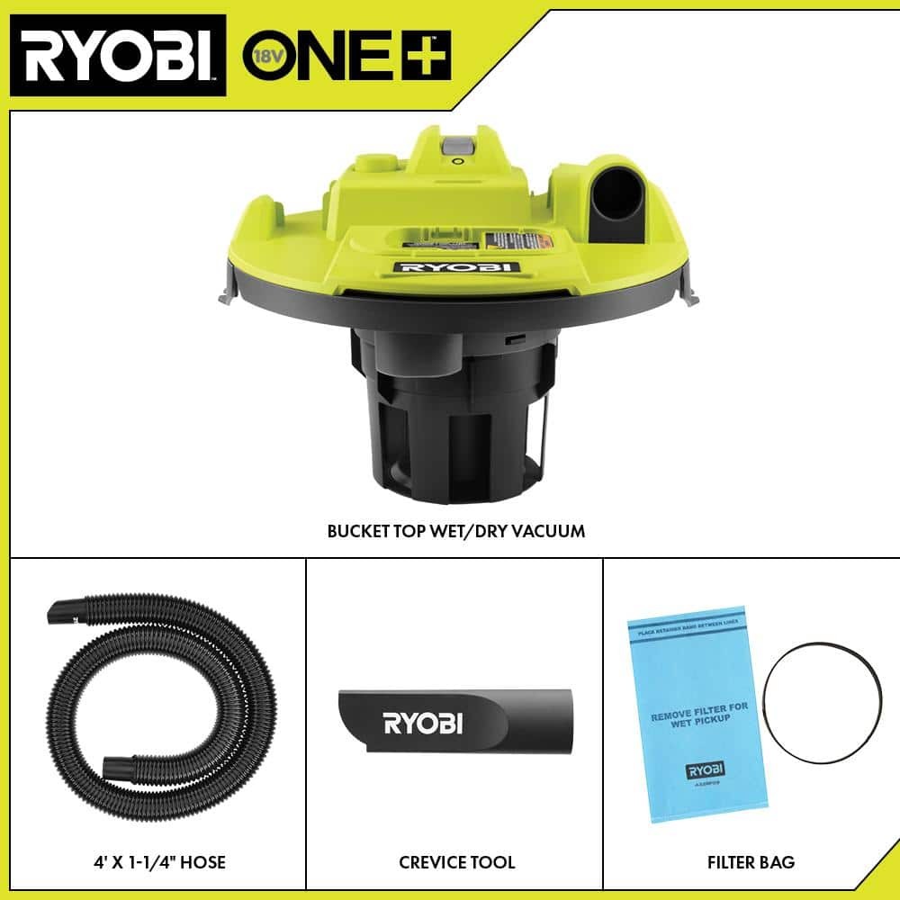 One+ 18V Cordless 5 Gal. Bucket Top Wet/Dry Vacuum (Tool Only) With 1/4" Hose