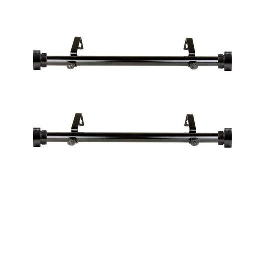 12–20 Inch Adjustable Single Curtain Rod (Set of 2) – Black | Side Mount | Steel Construction
