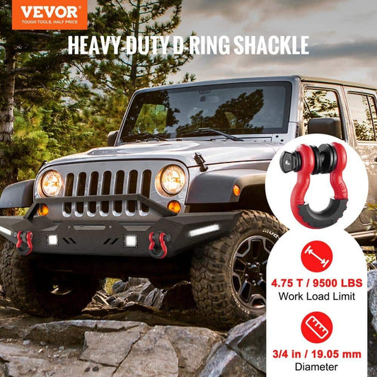 2 Pack 3/4" D-Ring Shackles – Alloy Steel, 28.5T Break Strength, Heavy Duty Off-Road Recovery Tow Shackles