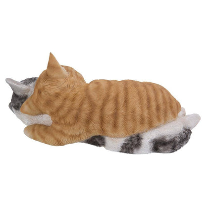 Sleeping Tabby Cats Statue | Polyresin Indoor/Outdoor Figurine | Model 87757-K