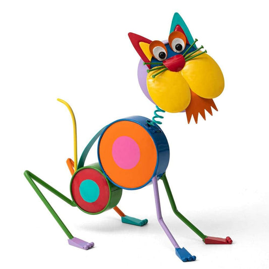 16.5" Metal Cat Garden Statue | Handcrafted Outdoor Yard Art | Weather-Resistant Cat Figurine