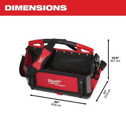 Milwaukee PACKOUT 20" Modular Tool Bag Tote – 32 Pockets, Molded Handle & Impact-Resistant Base