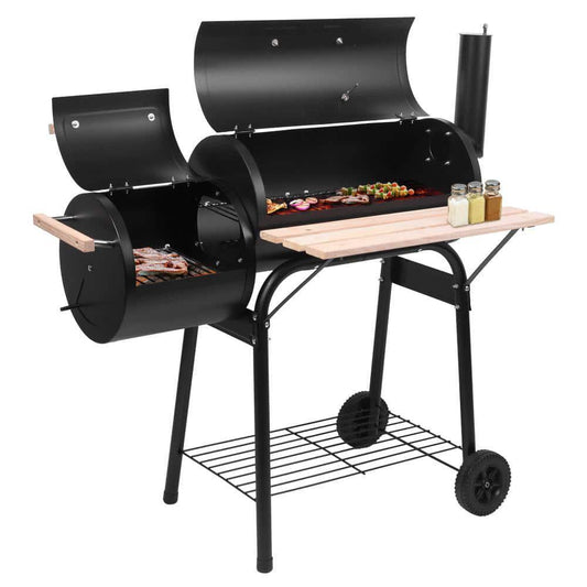 Winado 44" Portable Steel BBQ Grill & Offset Smoker Combo with Wheels