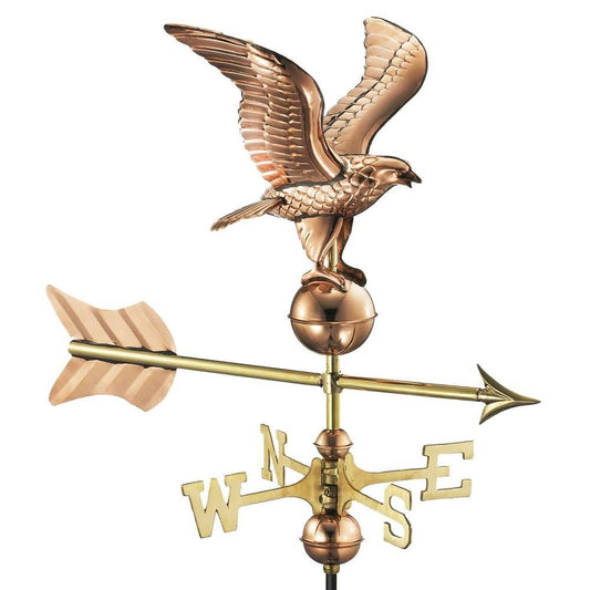 Eagle Cottage Weathervane, Copper – 0815PSR | Handcrafted Pure Copper Roof Ornament with Mount
