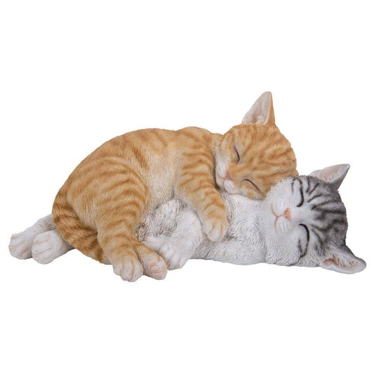 Sleeping Tabby Cats Statue | Polyresin Indoor/Outdoor Figurine | Model 87757-K