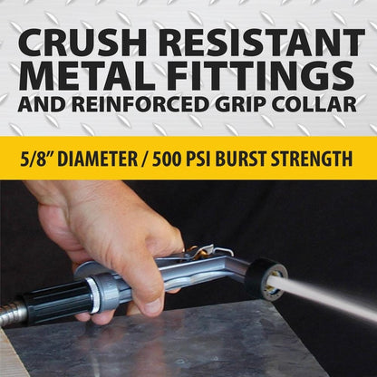 5/8 in. Dia. x 75 ft. Heavy-Duty Stainless Steel Garden Hose – Kink-Free, Weatherproof, Lightweight